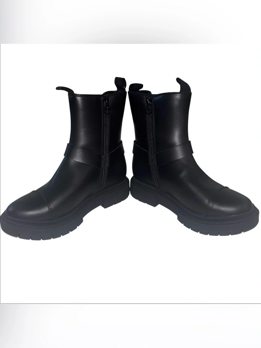 Art Class Black Chunky Crosby Moto Boots with Buckle Strap Girls Size 1